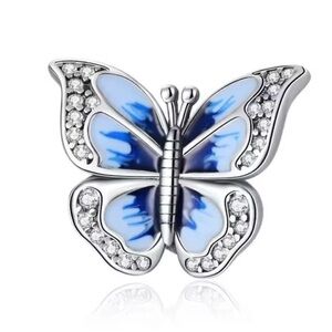 NEW Blue Butterfly Pandora Style Charm